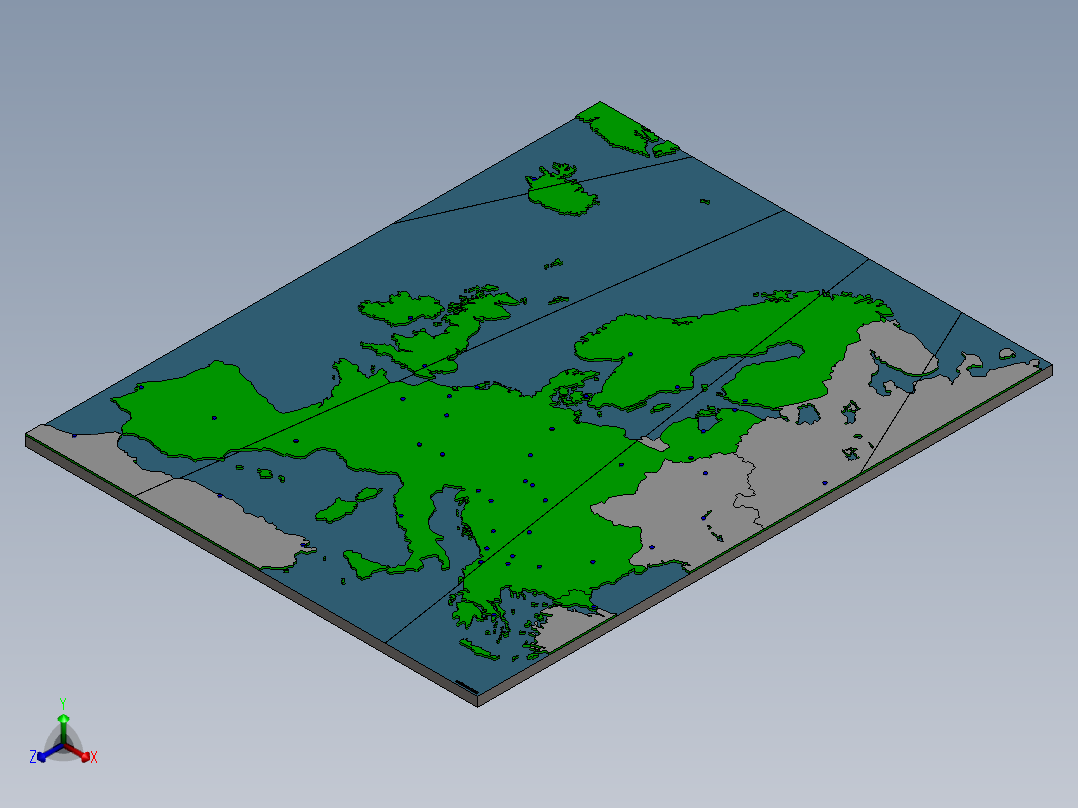 欧洲地图-所有首都都在正等轴测图
