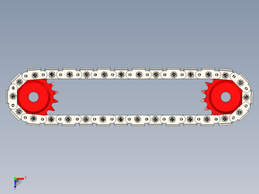 双节距 2080 输送链，带附件 K2 1X1 和 2X2 以及链轮---stp俯视缩略图