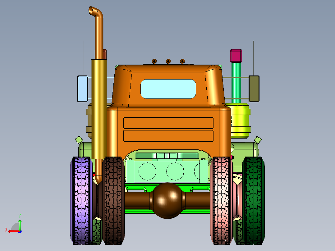 马克R系自卸卡车后视图