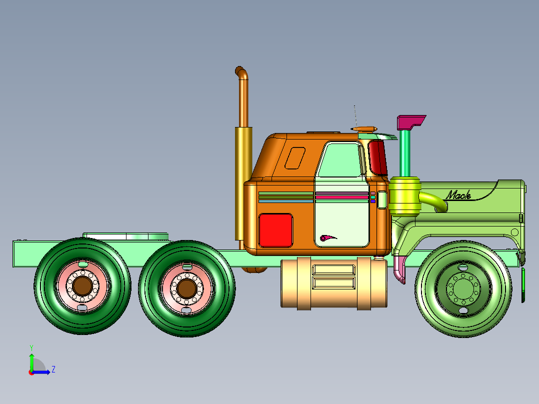 马克R系自卸卡车左视图