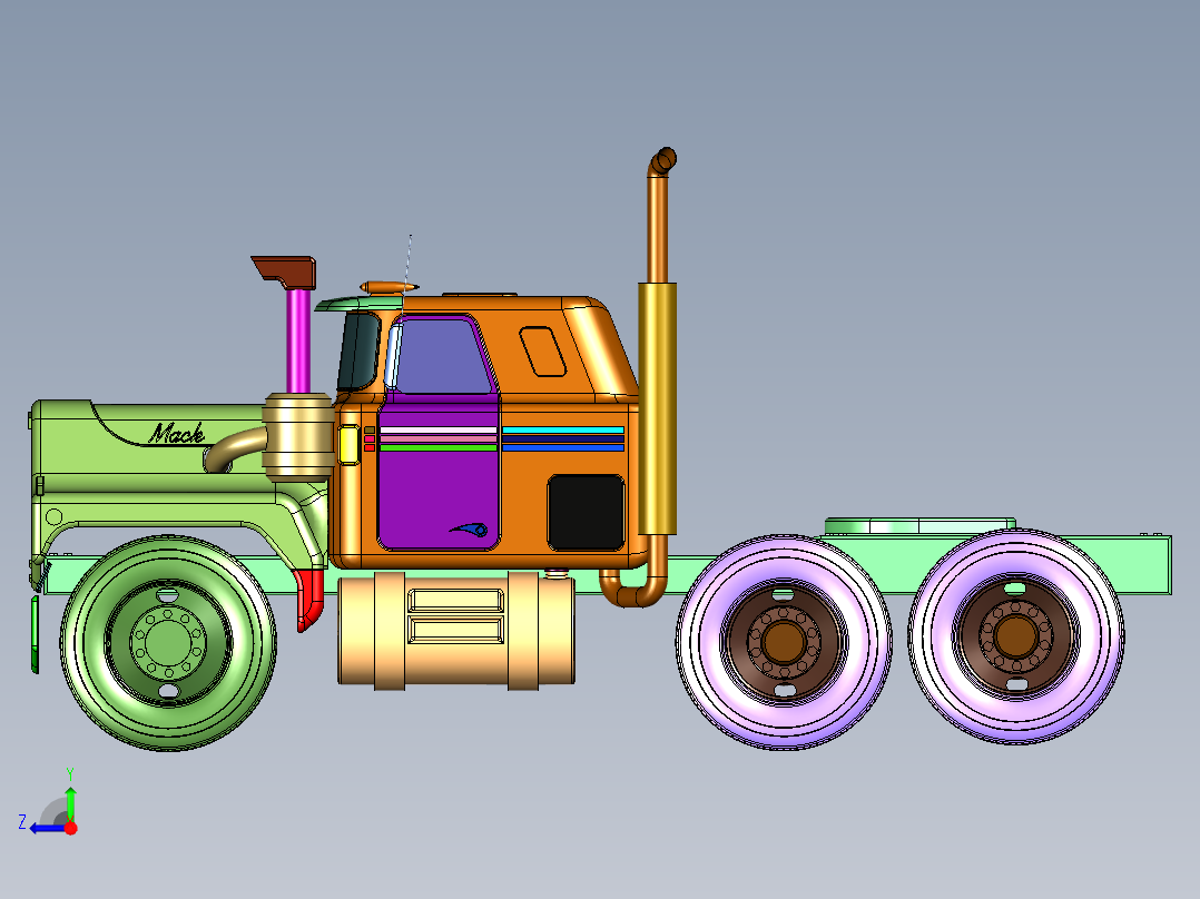 马克R系自卸卡车右视图