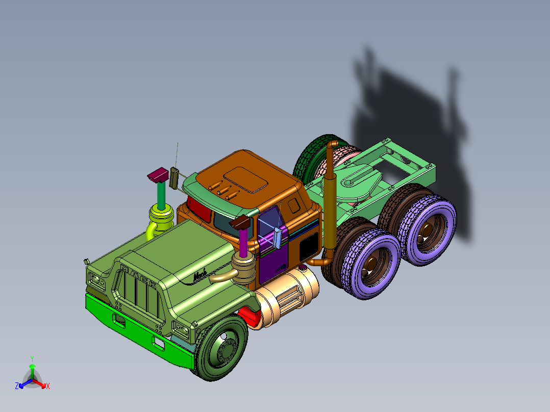 马克R系自卸卡车正等轴测图