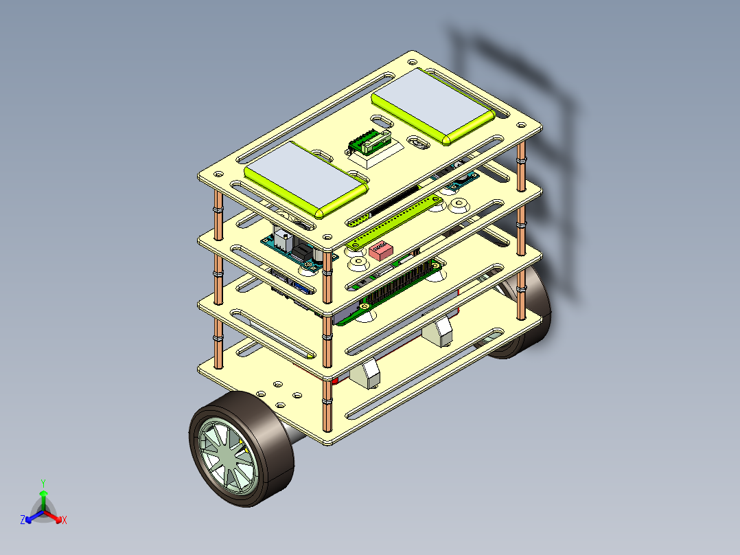 自平衡机器人小车结构3D
