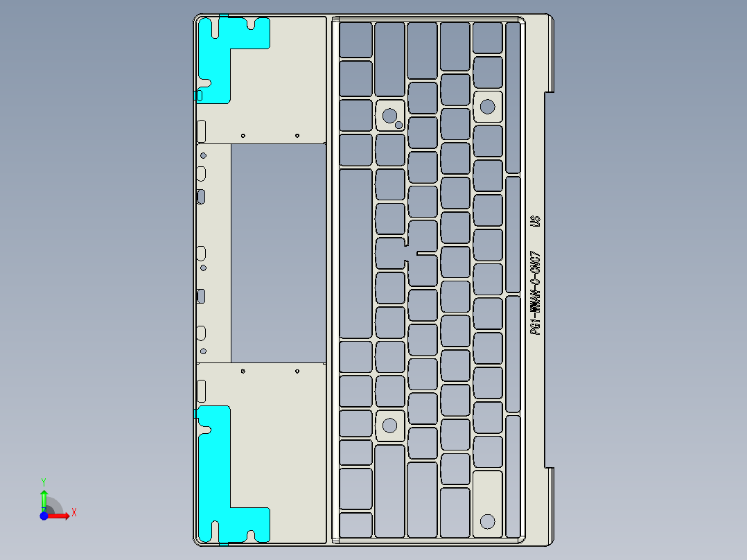 包胶版笔记本C壳铣侧孔程序模型前视图