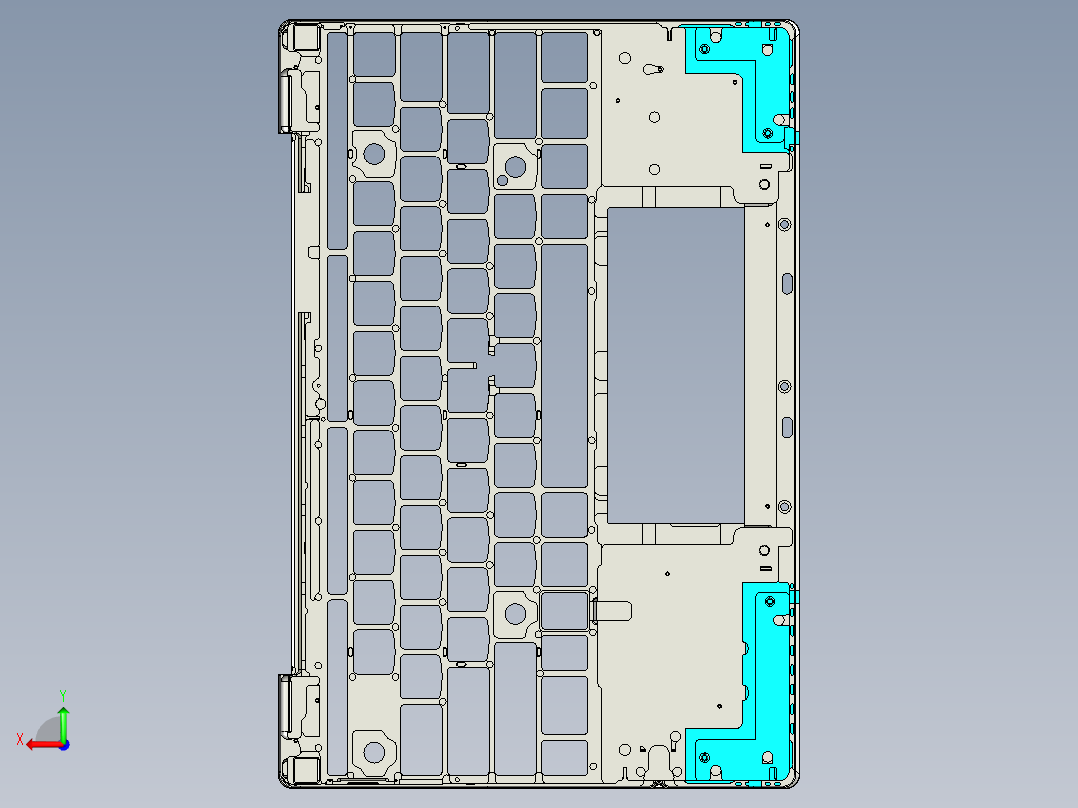 包胶版笔记本C壳铣侧孔程序模型后视图