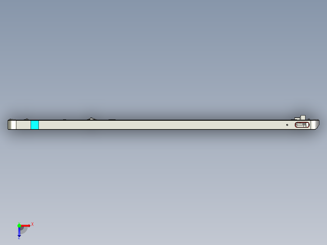 包胶版笔记本C壳铣侧孔程序模型俯视图