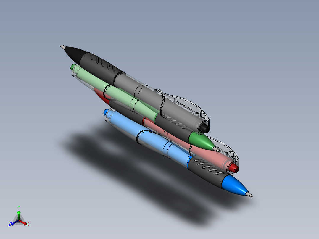 笔、中性笔、铅笔(2)正等轴测图