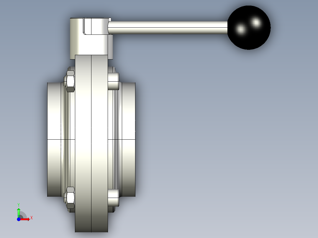 DIN100手动蝶阀前视图
