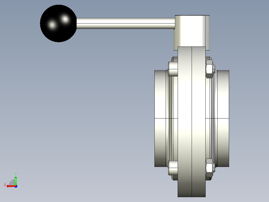 DIN100手动蝶阀后视图