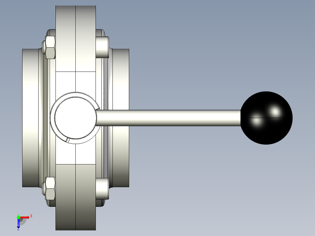 DIN100手动蝶阀俯视图