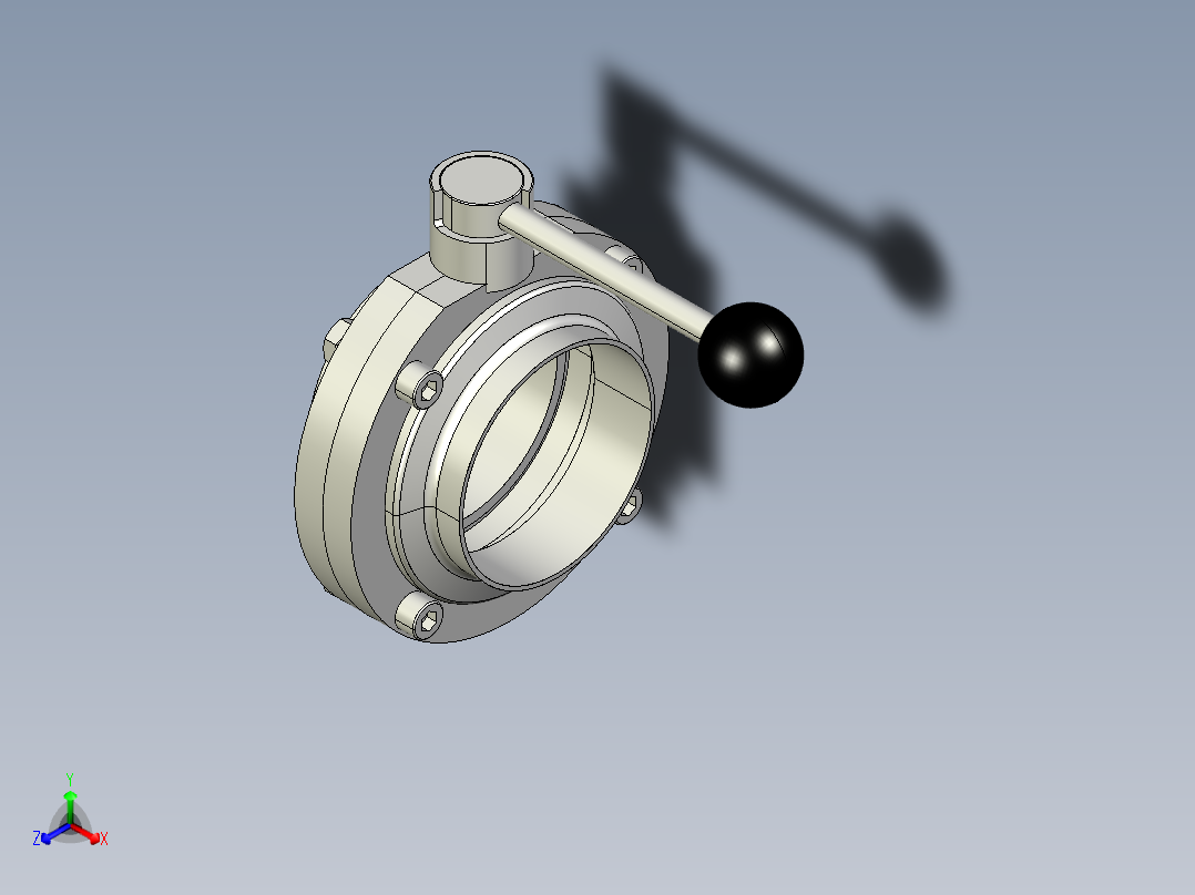 DIN100手动蝶阀正等轴测图