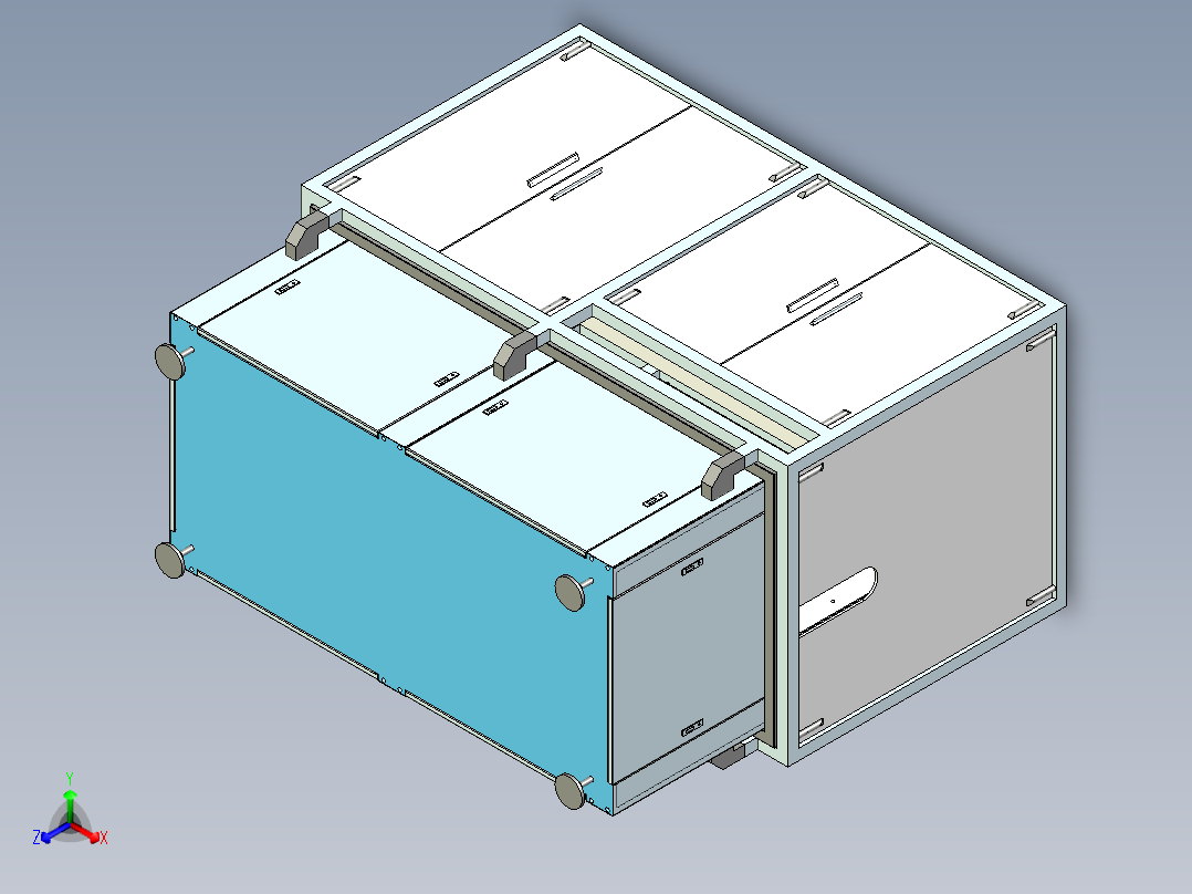 非标设备封闭式外框设计正等轴测图