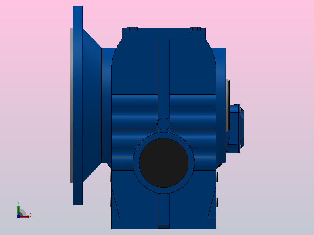 SAF97法兰空心轴安装斜齿-蜗轮蜗杆减速机SAF97-YV2.2-4P-187.89-M1-0°-B前视图