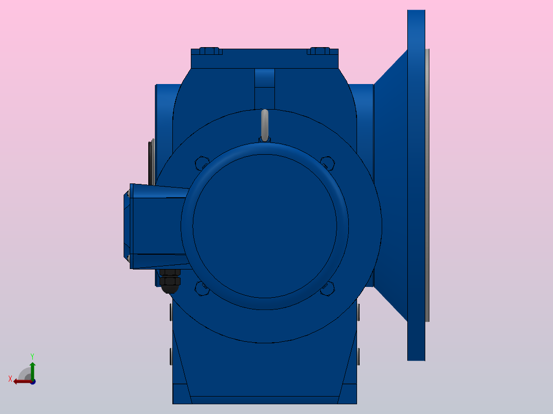 SAF97法兰空心轴安装斜齿-蜗轮蜗杆减速机SAF97-YV2.2-4P-187.89-M1-0°-B后视图