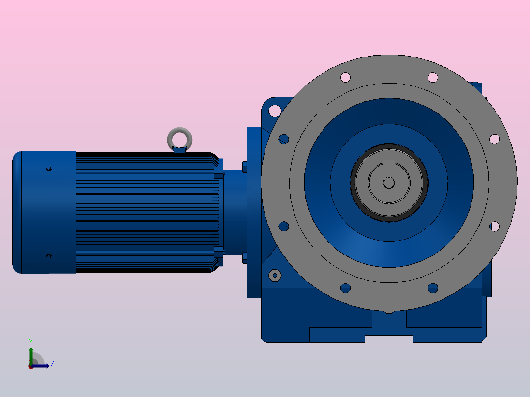 SAF97法兰空心轴安装斜齿-蜗轮蜗杆减速机SAF97-YV2.2-4P-187.89-M1-0°-B左视图