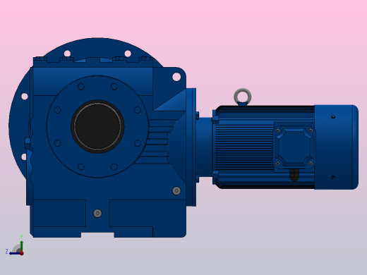 SAF97法兰空心轴安装斜齿-蜗轮蜗杆减速机SAF97-YV2.2-4P-187.89-M1-0°-B右视缩略图