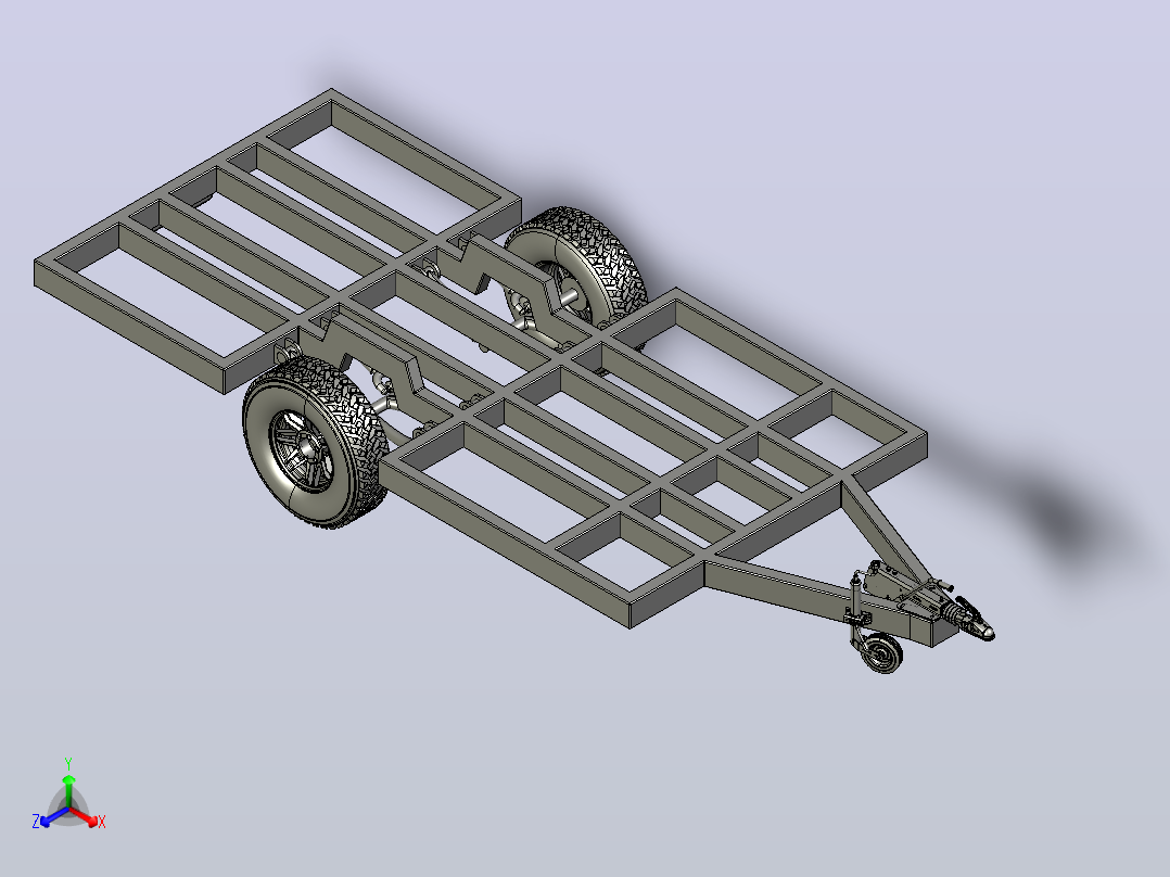 露营车底盘结构3D图主视图