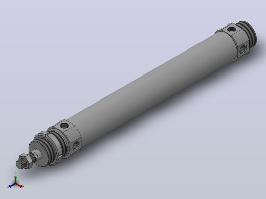 单活塞杆气缸（QC75系列）[QC75-A-B-32-200]正等轴测缩略图