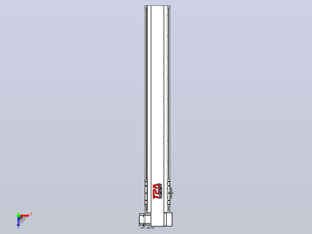 皮带直线轴半封闭可选导轨TPA-HNB-120D-110-L750-RP-Y-P40-N3俯视图