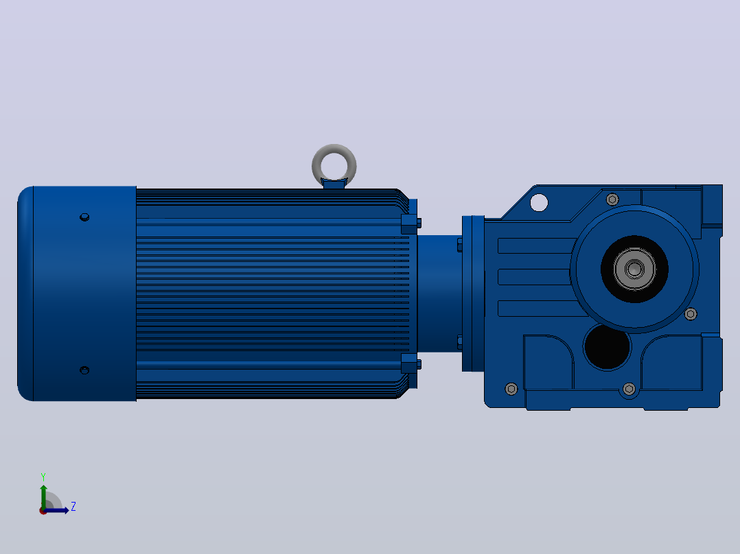 K77底脚轴伸式安装螺旋锥齿轮减速机K77-YVE5.5-4P-29.27-M1-0°-B左视图