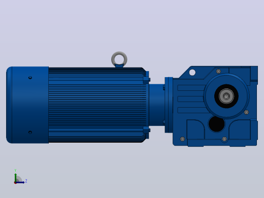 K77底脚轴伸式安装螺旋锥齿轮减速机K77-YVE5.5-4P-29.27-M1-0°-B左视缩略图