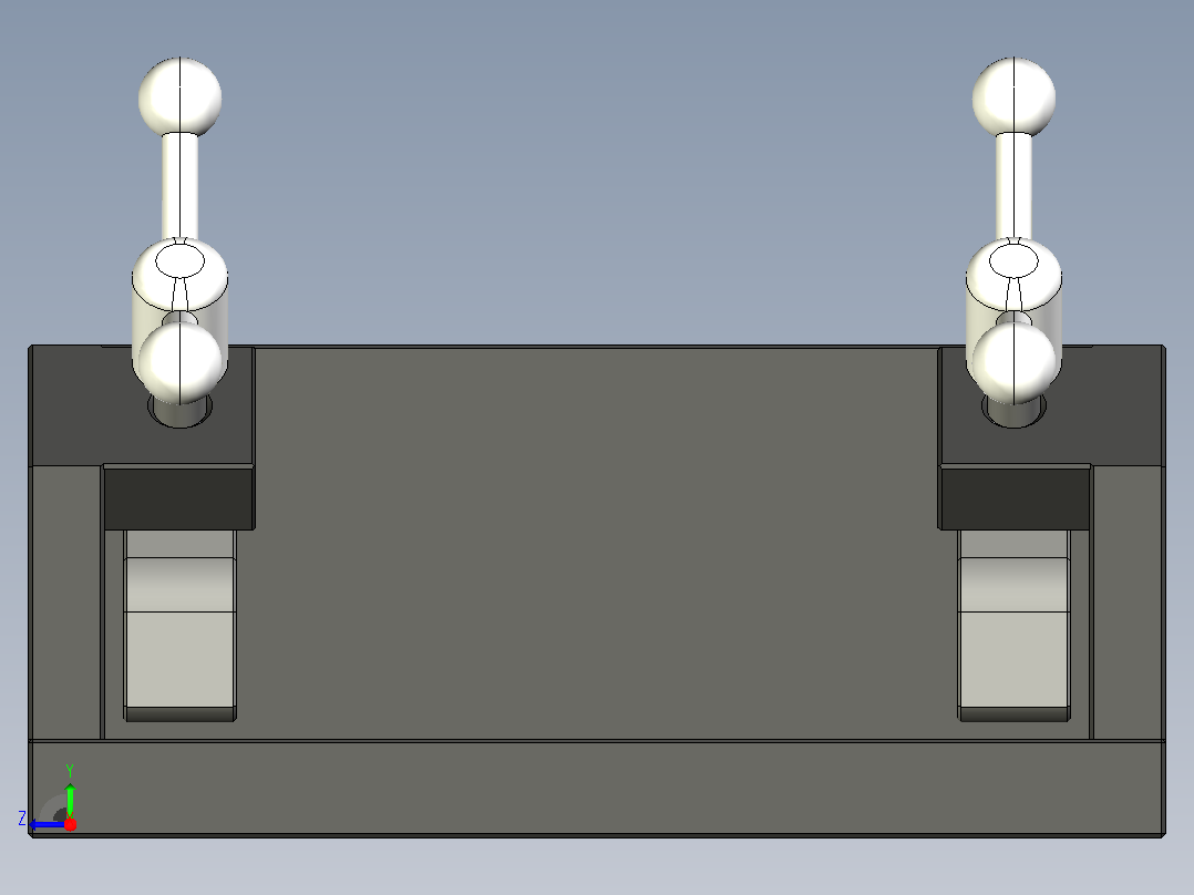 双向夹紧工装夹具3D图纸 STEP IGS格式右视图