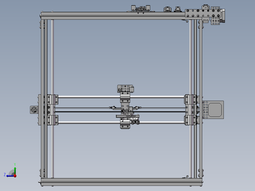 XY平面两轴绘图机器人 机械设备 3D模型 设计素材右视图
