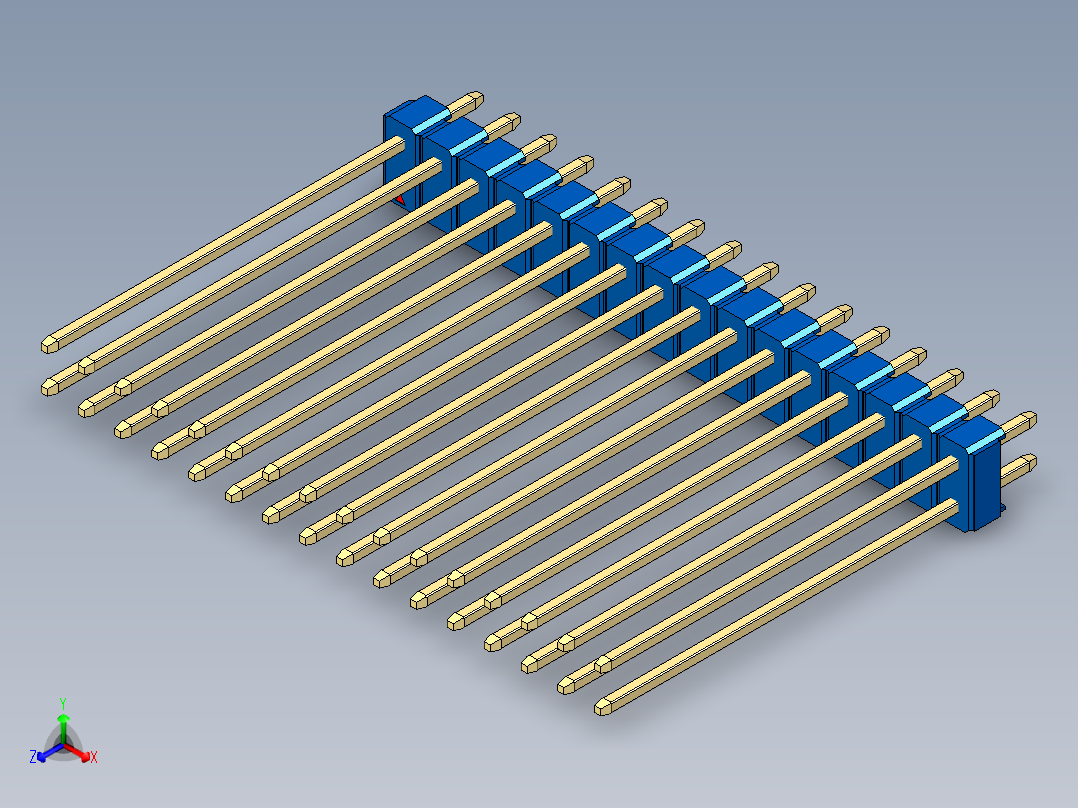 彩色公头100mil（2.54mm）系列-DS1021_blue_2x16p_100mil_Type43_rev1.0主视图