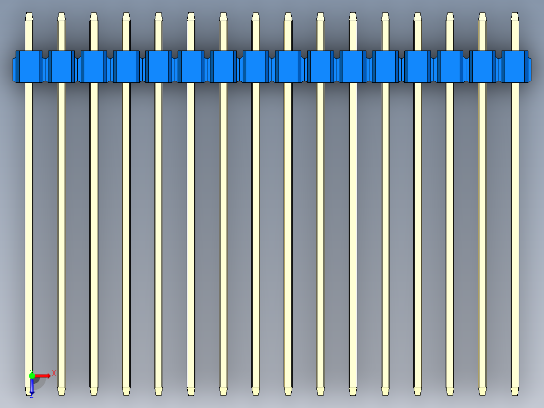 彩色公头100mil（2.54mm）系列-DS1021_blue_2x16p_100mil_Type43_rev1.0俯视图