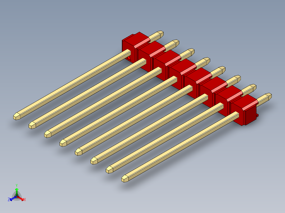 彩色公头100mil（2.54mm）系列-DS1021_red_1x08p_100mil_Type19_rev1.0主视图