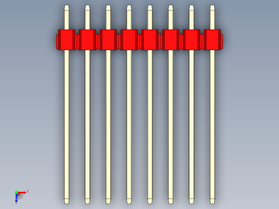 彩色公头100mil（2.54mm）系列-DS1021_red_1x08p_100mil_Type19_rev1.0俯视图