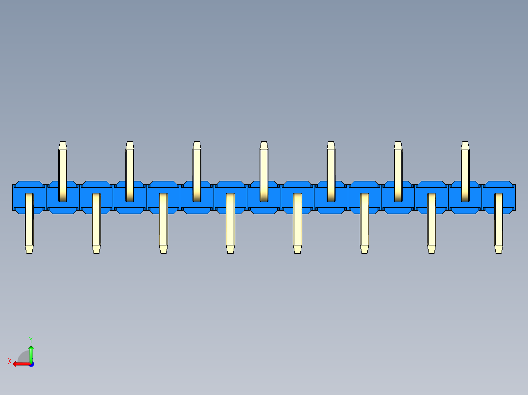 彩色公排针 100mil 2.54mm 系列-DS1022_blue_15p_100mil_Type_SMT_R2_rev1.0后视图