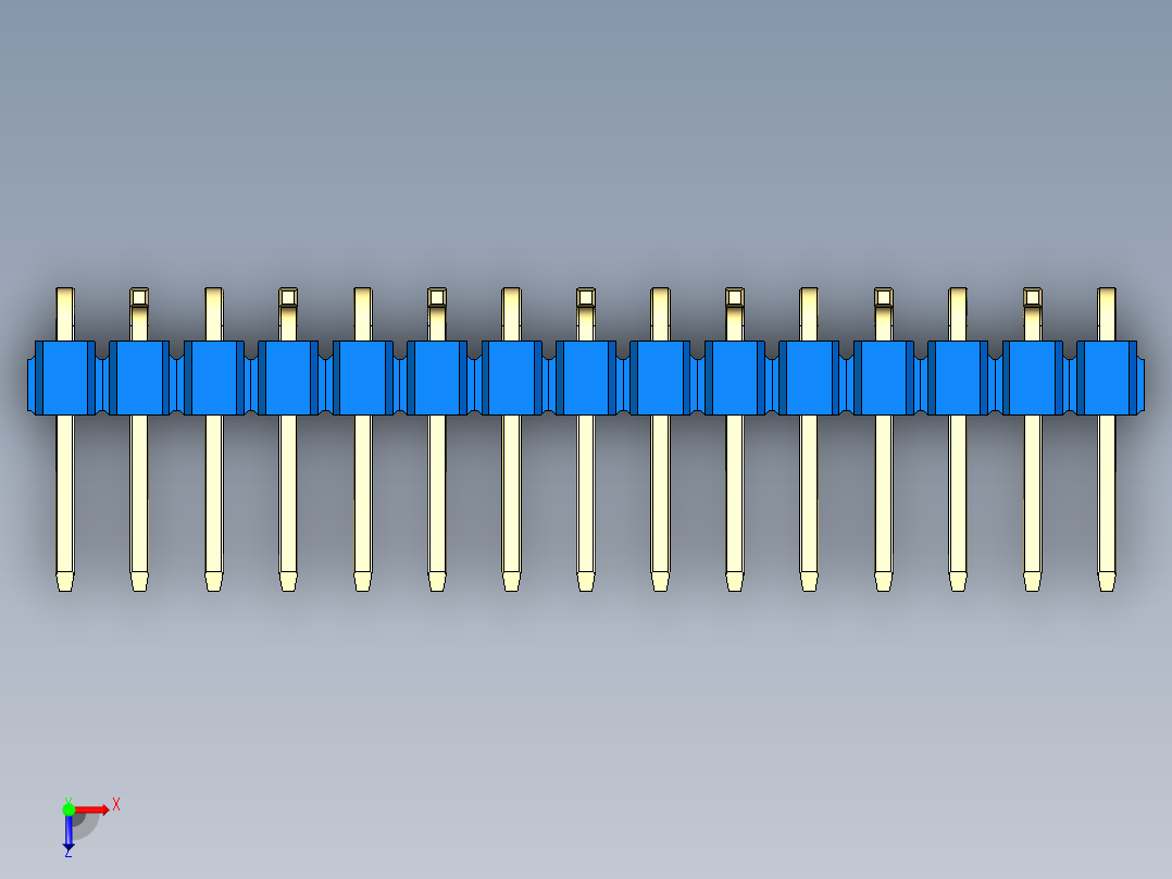 彩色公排针 100mil 2.54mm 系列-DS1022_blue_15p_100mil_Type_SMT_R2_rev1.0俯视图