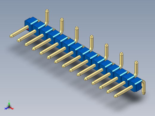 彩色公排针 100mil 2.54mm 系列-DS1022_blue_15p_100mil_Type_SMT_R2_rev1.0正等轴测缩略图