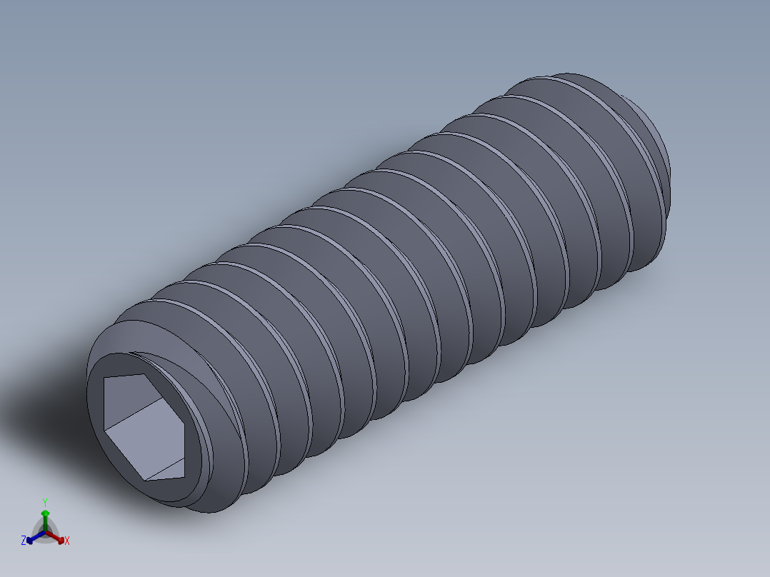 UNC 平头紧定螺钉-UNC SET SCREW 5-40 x0.375.SLDPRT正等轴测图