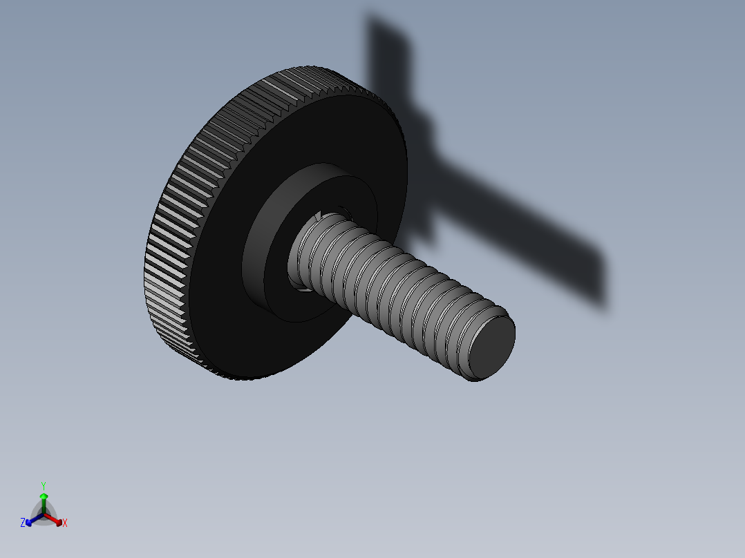 滚花旋钮-Knurled Knob 0.25x1.000x0.750.SLDPRT正等轴测图