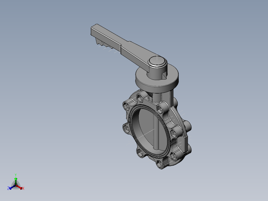 PVC管件-6in_PVC BUTTERFLY VALVE正等轴测图