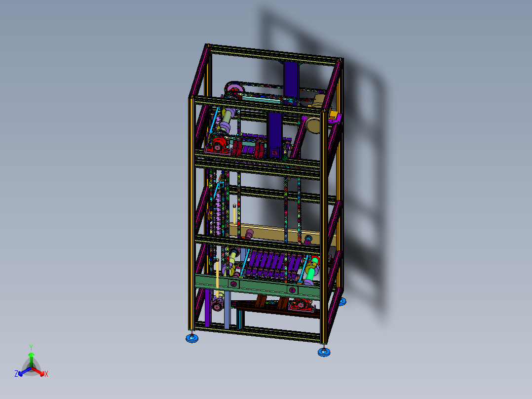 周转箱仓储物流往复升降设备正等轴测图