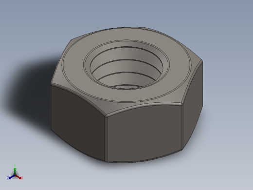 紧固件-Raw Steel Nut 0.3125正等轴测缩略图