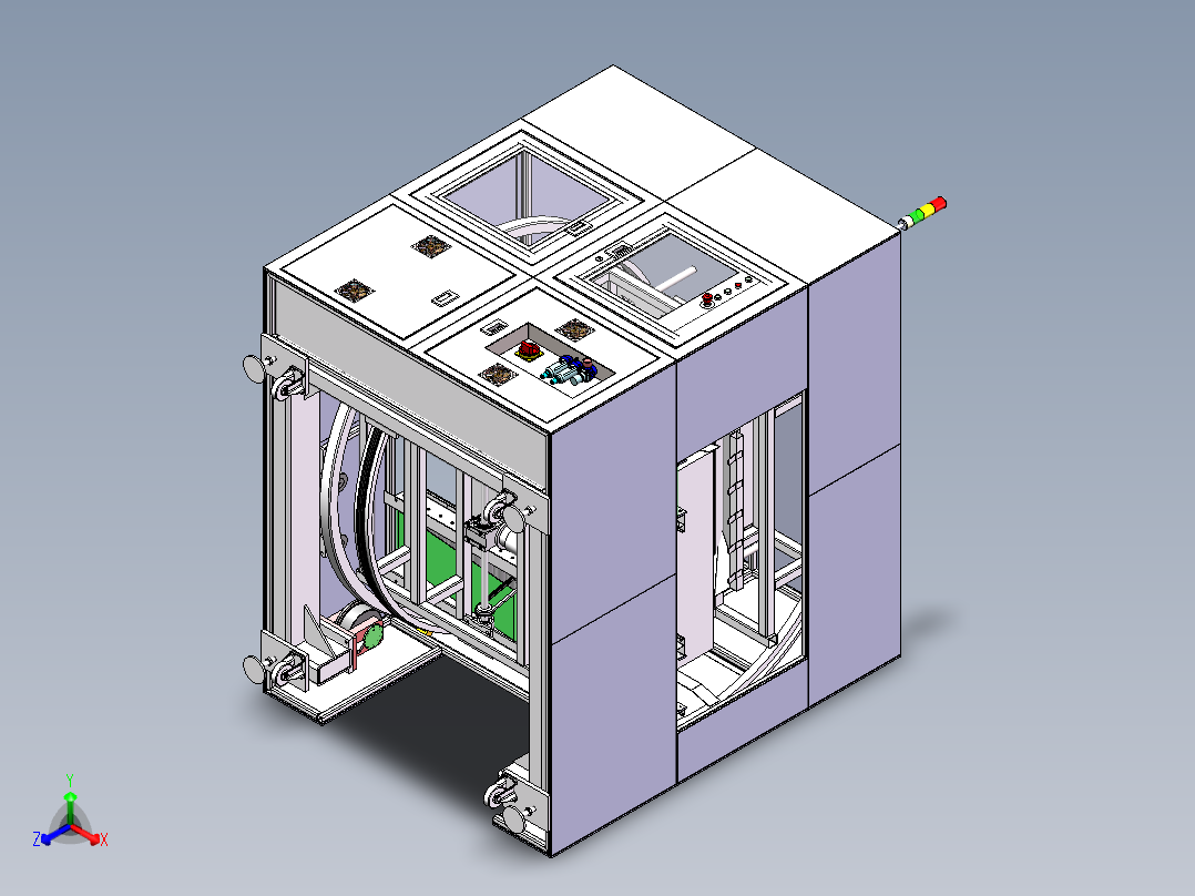 方形箱子翻转变位机sw19可编辑正等轴测图