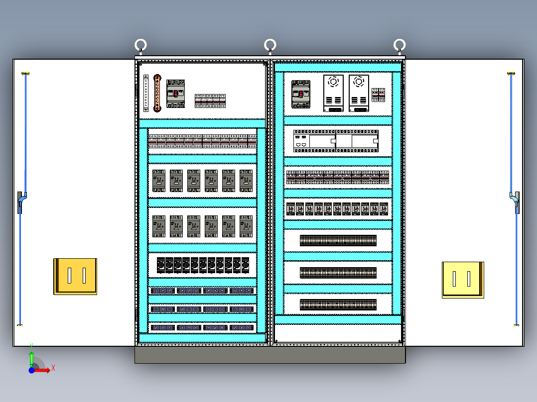 双柜组装12路交流接触器plc控制柜前视图
