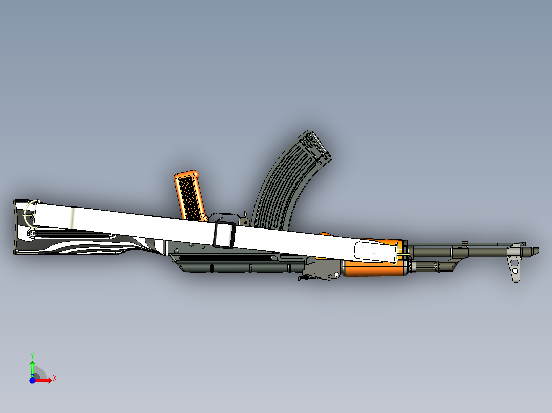 手枪左轮冲锋枪老式狙击步枪设计3D图纸AK47 STP前视图