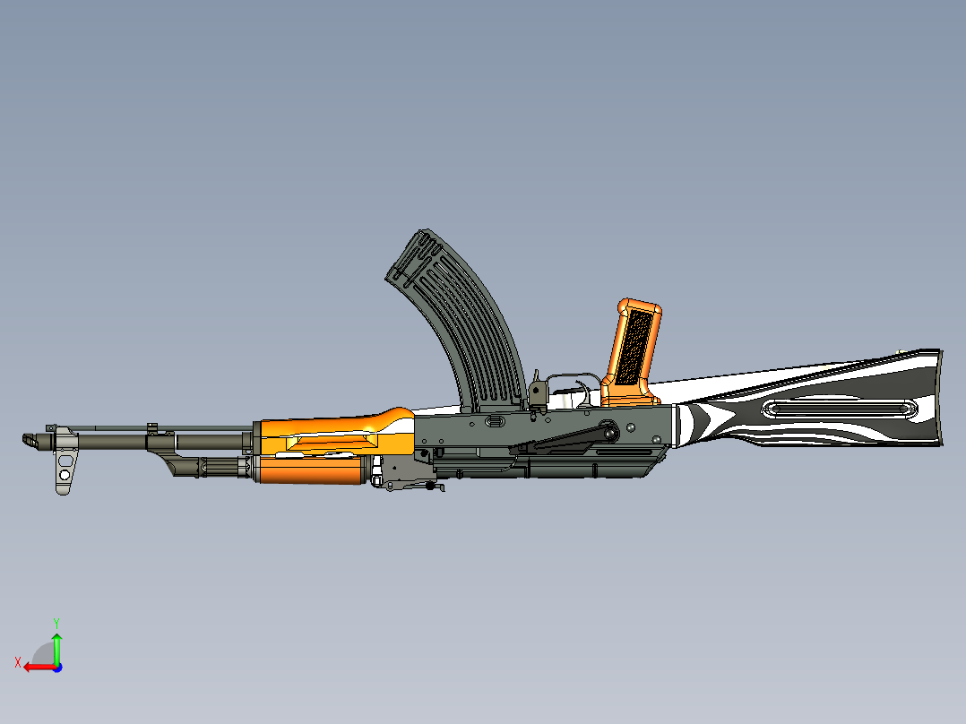 手枪左轮冲锋枪老式狙击步枪设计3D图纸AK47 STP后视图