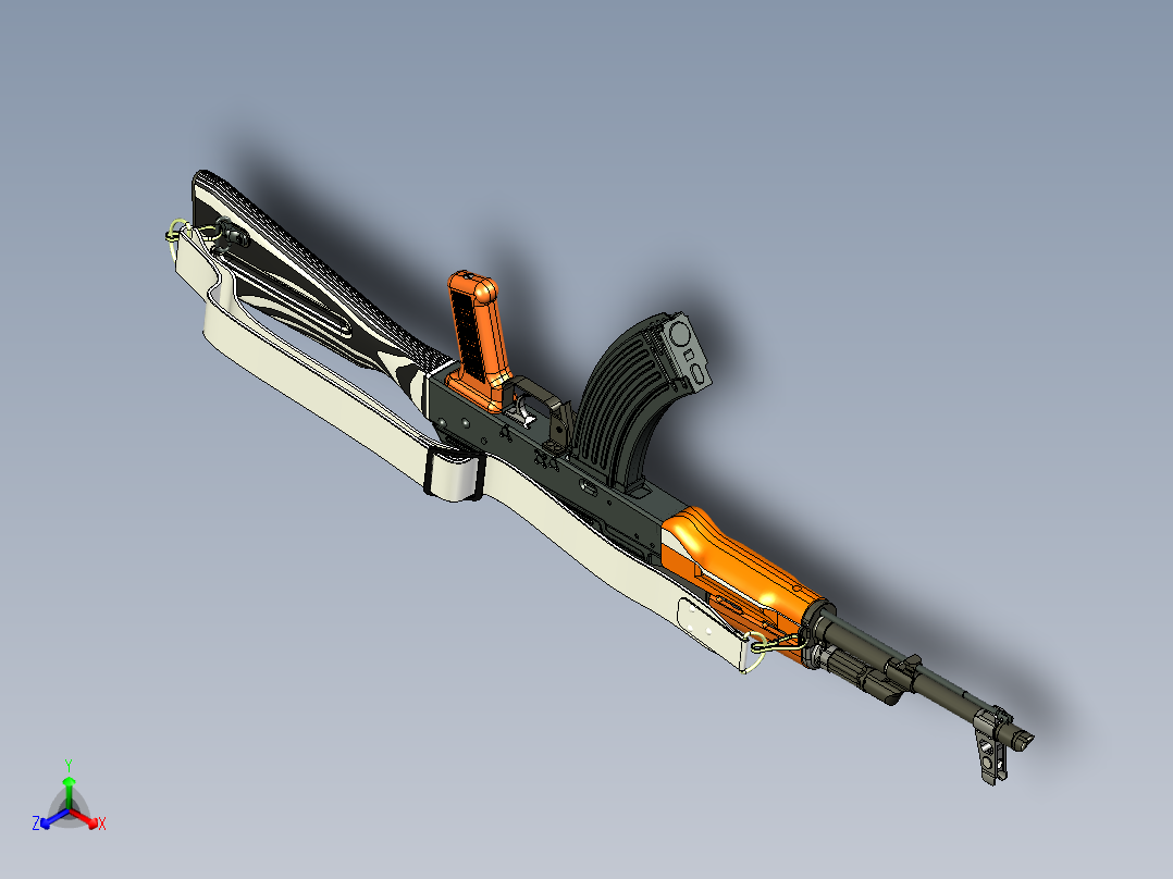 手枪左轮冲锋枪老式狙击步枪设计3D图纸AK47 STP正等轴测图