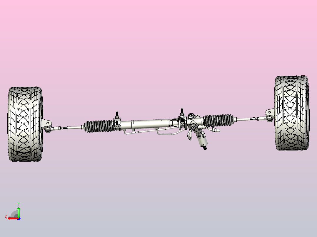 齿轮齿条式转向系统3D模型图纸 Power steering 3D数模后视图