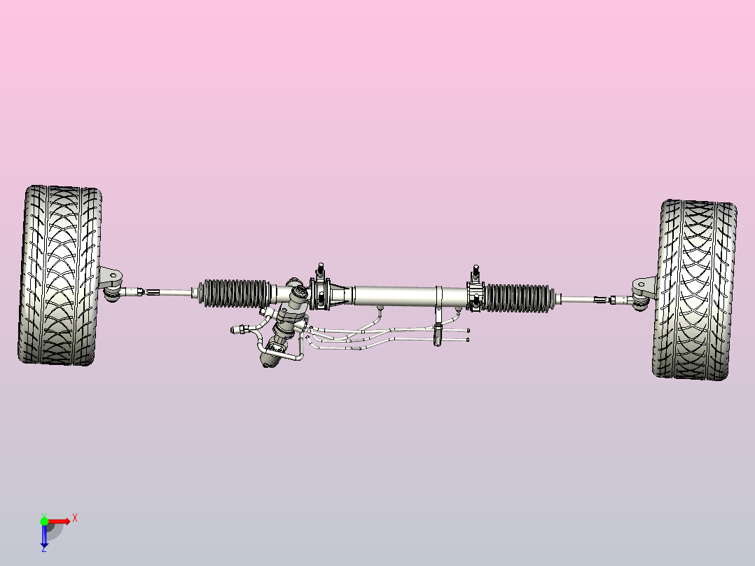 齿轮齿条式转向系统3D模型图纸 Power steering 3D数模俯视图