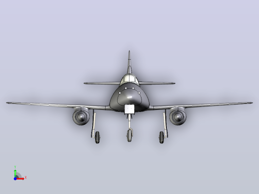 Me 262世界第一架喷气式战斗机造型3D图纸 x_t stl格式前视缩略图