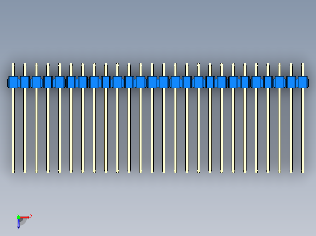 彩色公头100mil（2.54mm）系列-DS1021_blue_2x26p_100mil_Type19_rev1.0俯视图