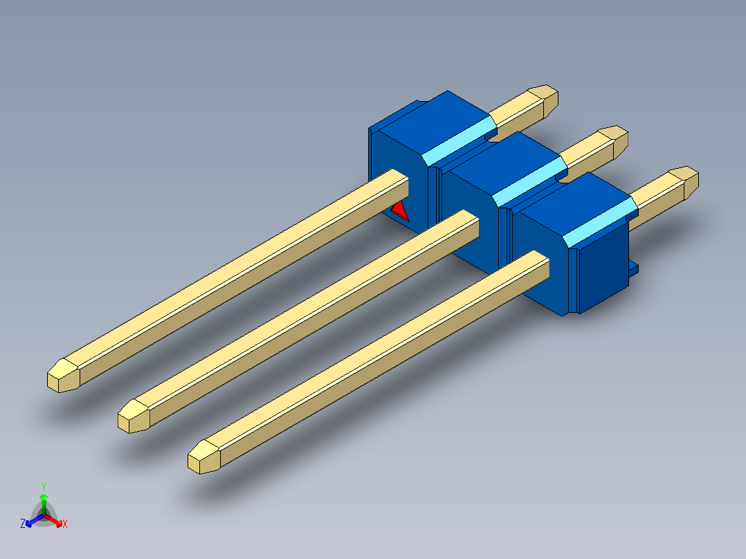 彩色公头100mil（2.54mm）系列-DS1021_blue_1x03p_100mil_Type5_rev1.0主视图