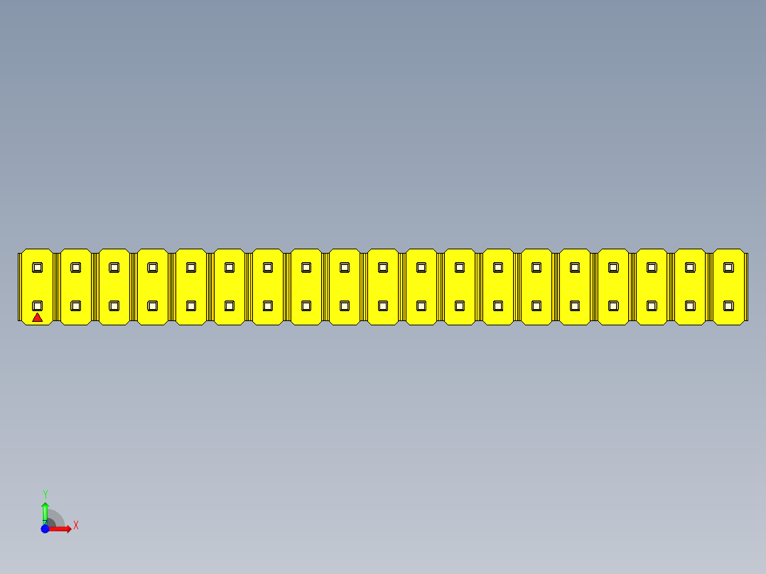 彩色公头100mil（2.54mm）系列-DS1021_yellow_2x19p_100mil_Type43_rev1.0前视图